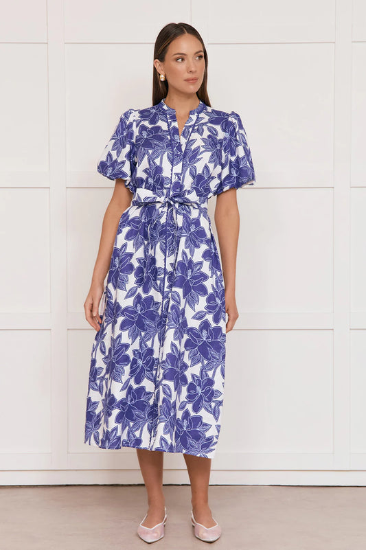 Margot printed linen shirt dress