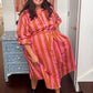 Tas Shirt Dress Pink and Golden Latte Stripe