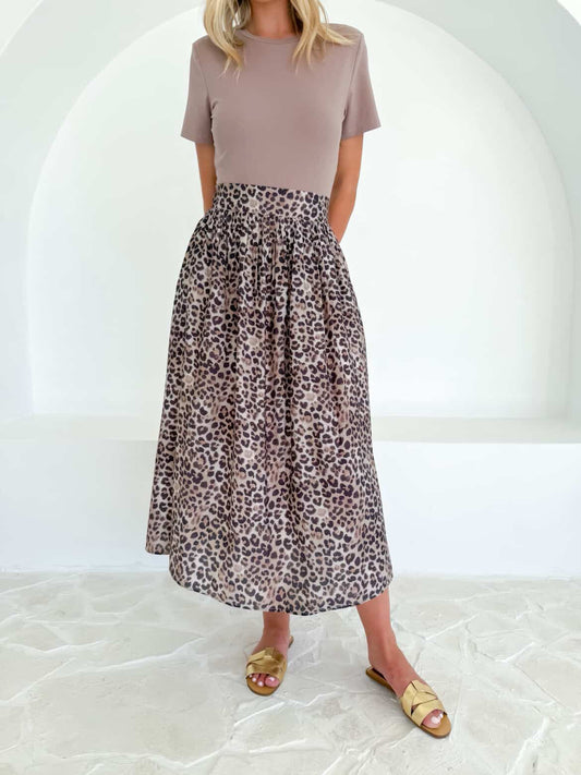 Leopard gathered skirt