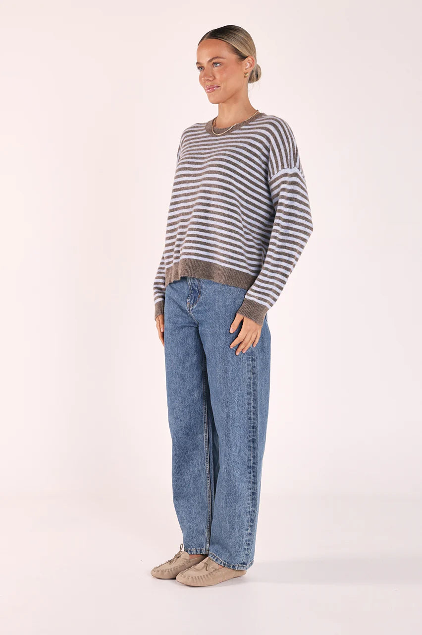 Olive Tie Neck Knit - Blue Cocoa