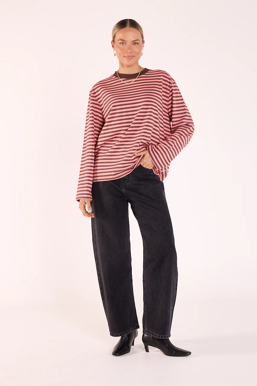 Carter Long Sleeve Tee - chocolate stripe