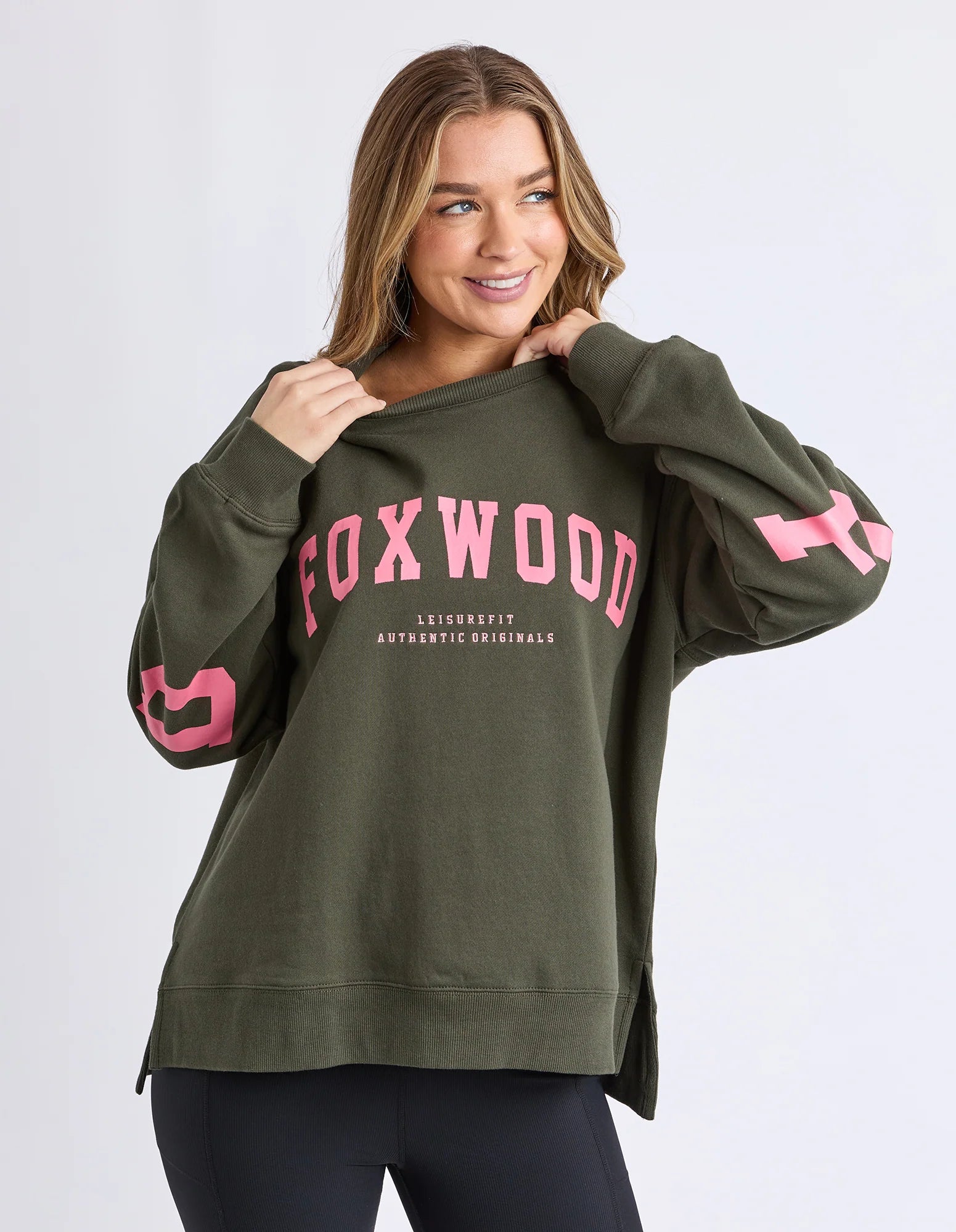 Interval Crew Dark Khaki & Coral