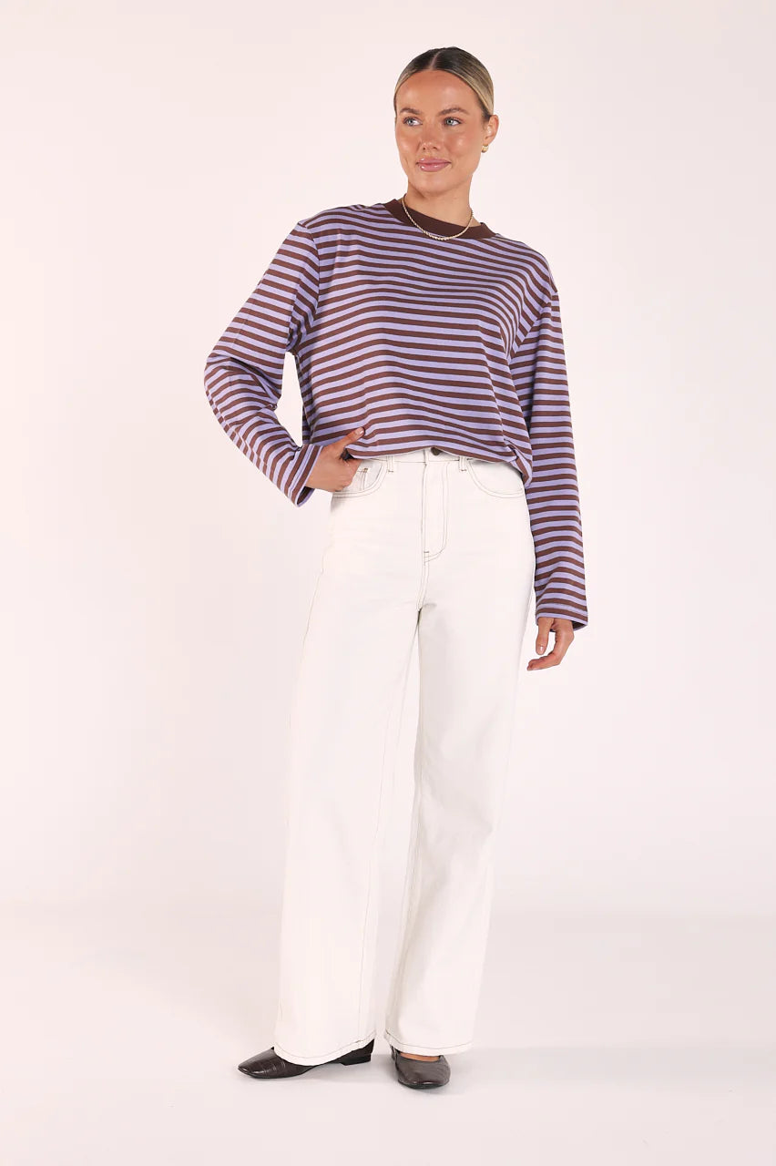 Carter Long Sleeve Tee - Chocolate Grape Stripe