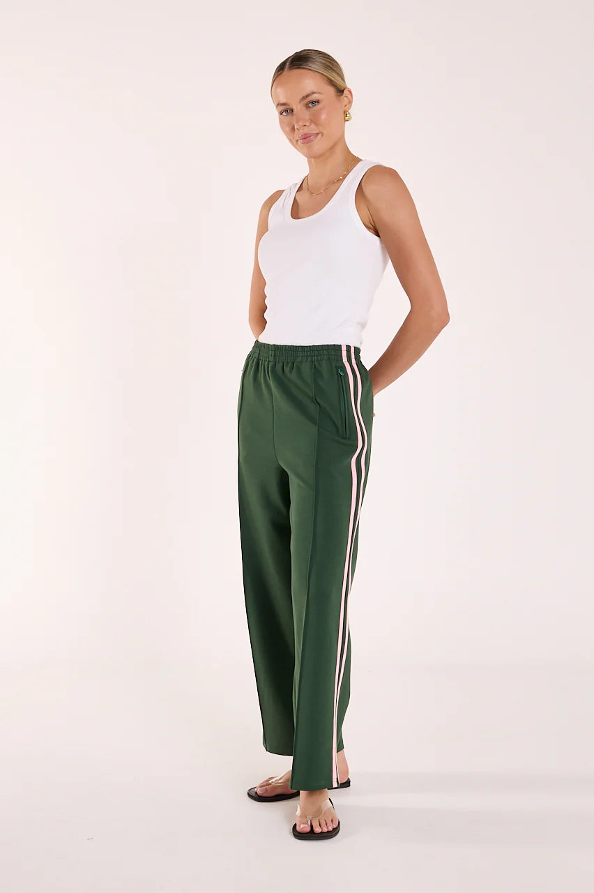 Noah Cropped Pant – Forest Pink Stripe