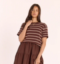 Jasper Knitted Tee - Chocolate Oat Stripe