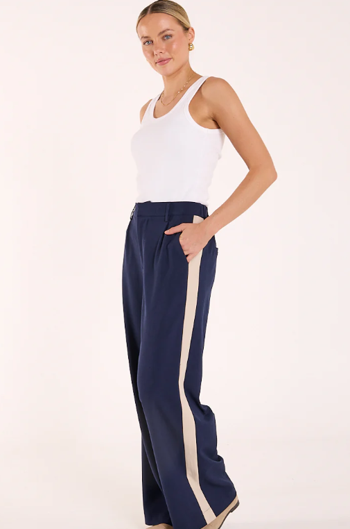 Andie Pant - Navy Cream Stripe