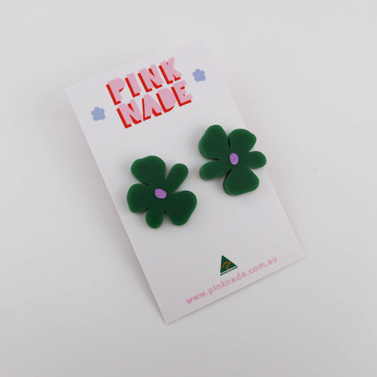 Maggie Statement Studs: Green / Pierced