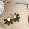 Jumbo Daisy Hoop Earrings | Olive + Gold |