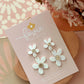 Foxie Collective - Double Daisy Dangles | Matte White + Gold Sparkle |