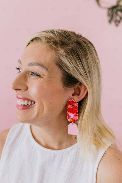Pink Nade - Jossie Magical Mop Tops Print Dangle Earrings