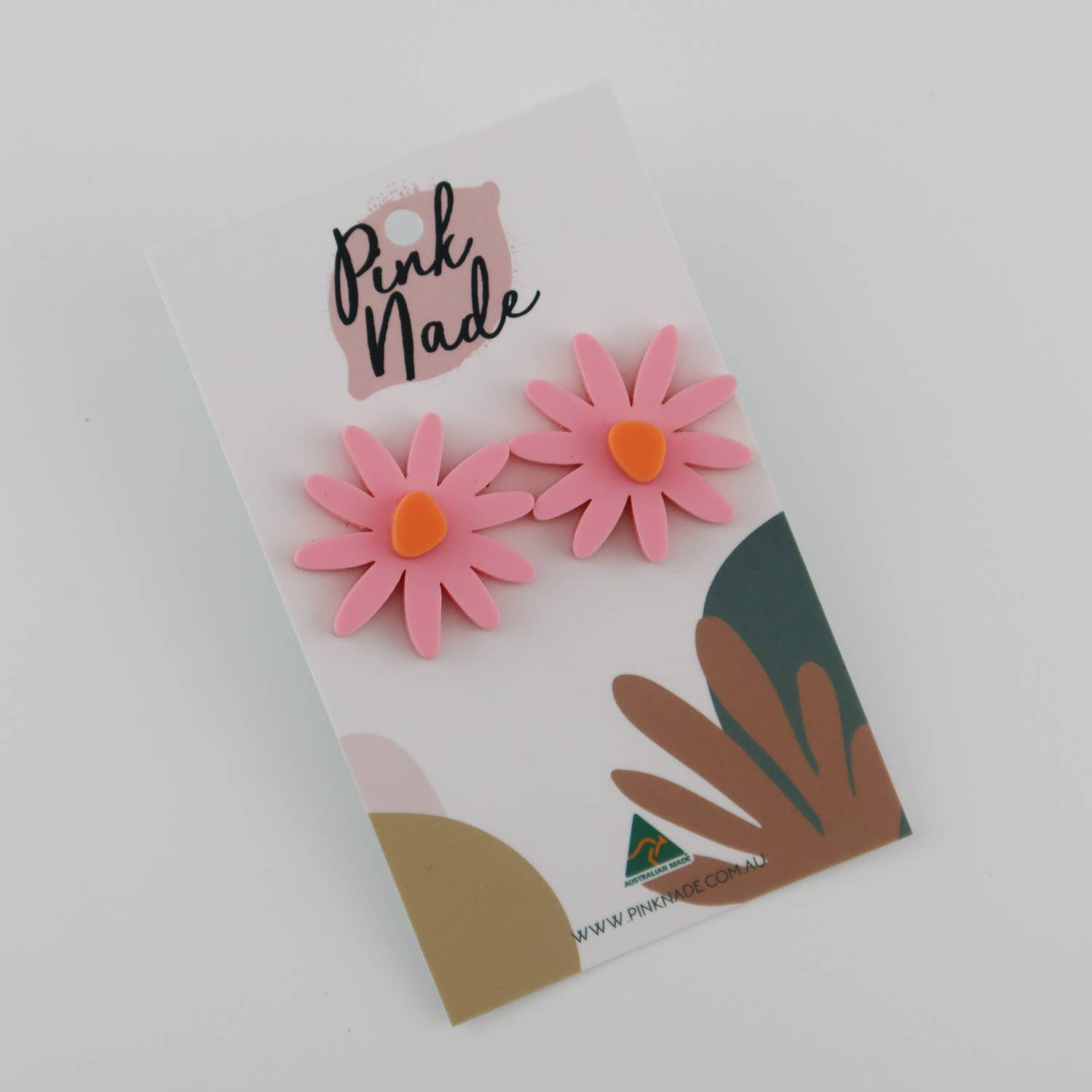 Pink Nade - 'Remi' Statement Studs: HotPink/Green / Pierced