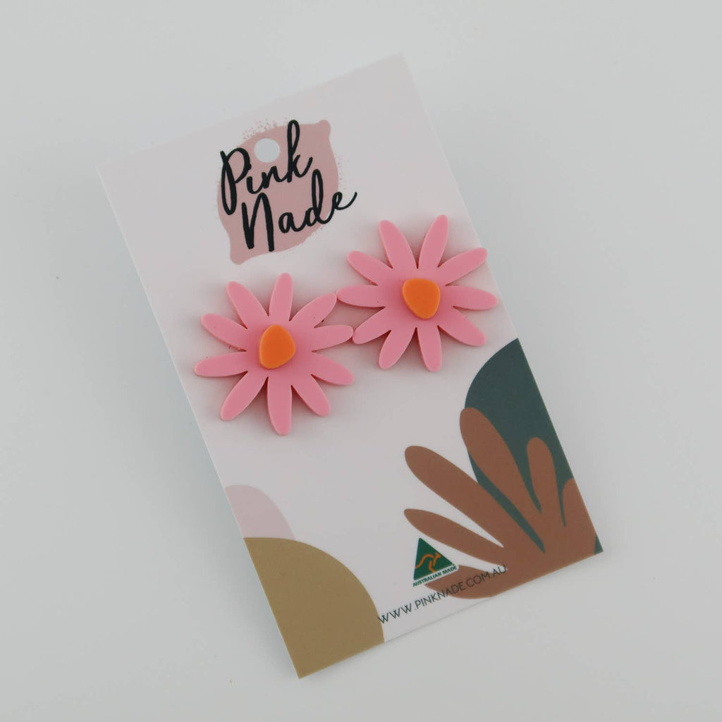 Pink Nade - 'Remi' Statement Studs: Brown/Beige / Pierced