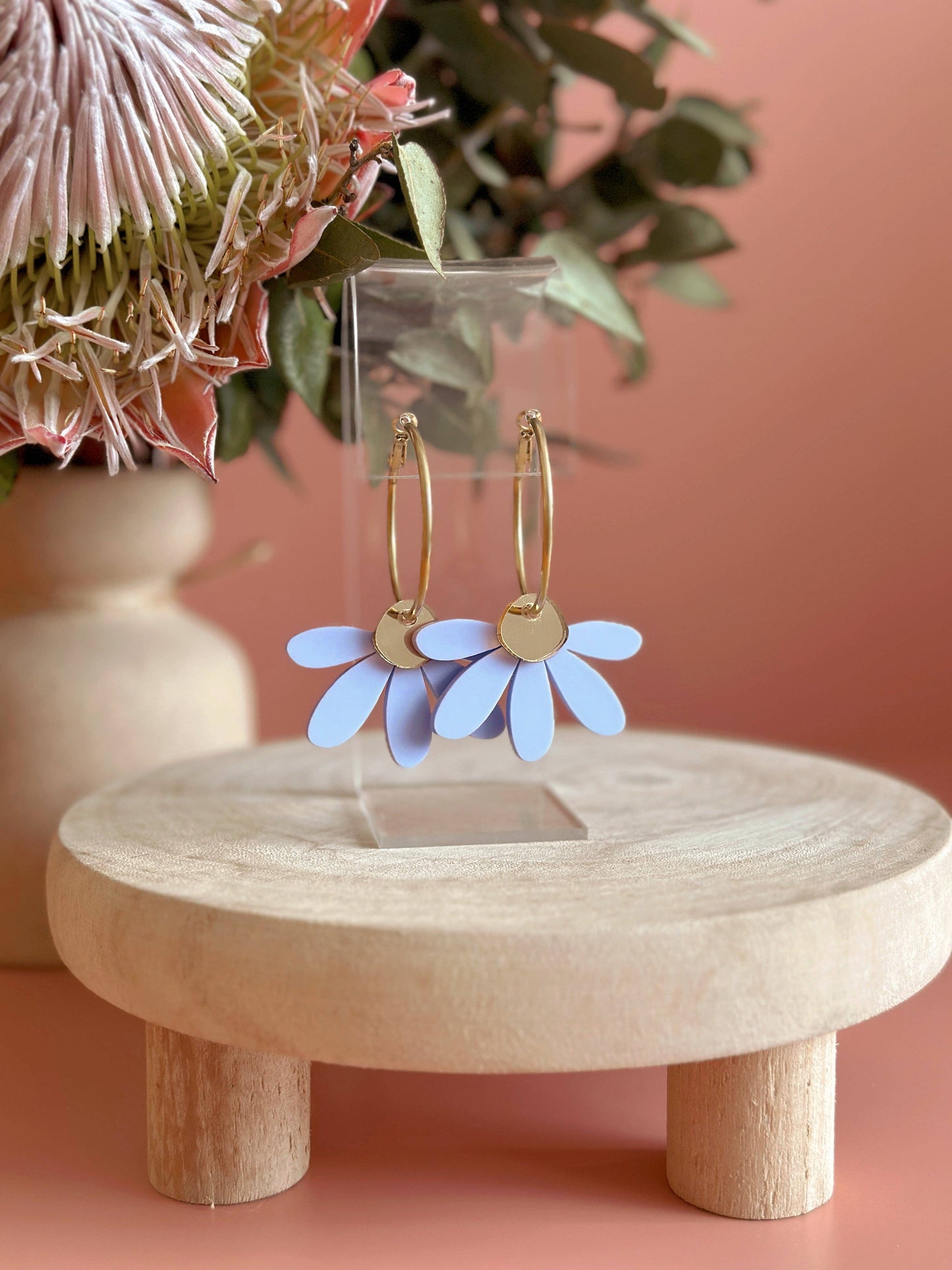 Foxie Collective - Jumbo Daisy Hoop Earrings | Periwinkle + Gold |