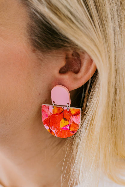 Pink Nade - Donna Magical Mop Tops Print Dangle Earrings