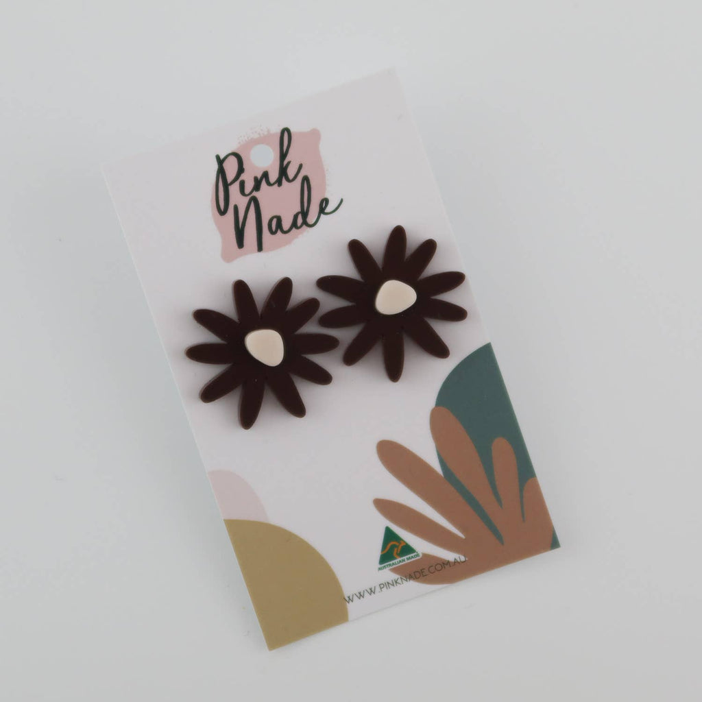 Pink Nade - 'Remi' Statement Studs: HotPink/Green / Pierced