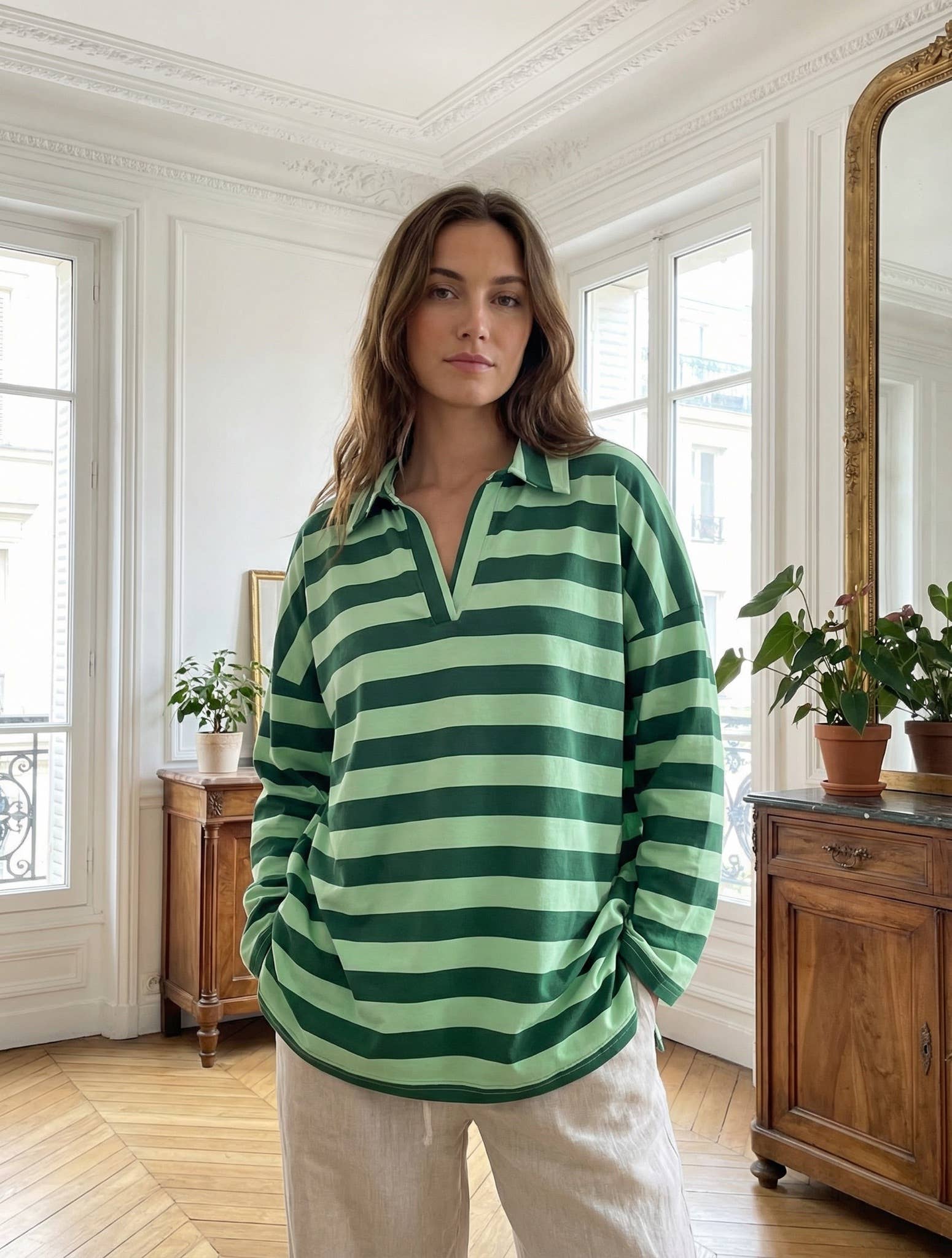 Green polo top