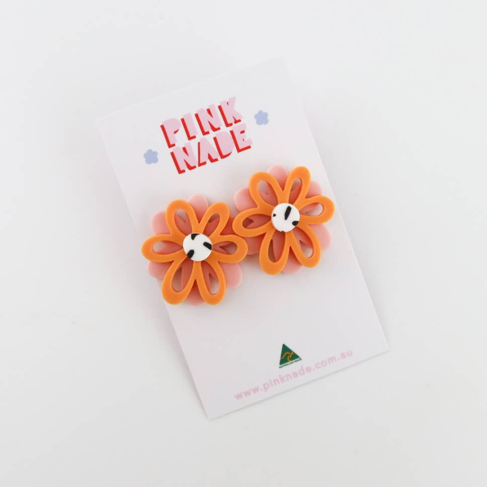 Pink Nade - Dahlia Flower Statement Stud: Pink