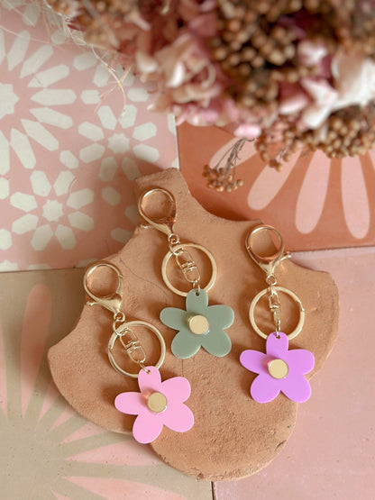 Foxie Collective - Flower Keyring | Candy Pink + Gold |