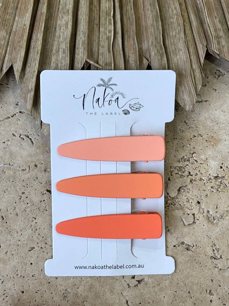 Hair Clip - Set of 3 - Solid - Ombré - Orange