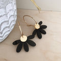 Jumbo Daisy Hoop Earrings | Black + Gold  |