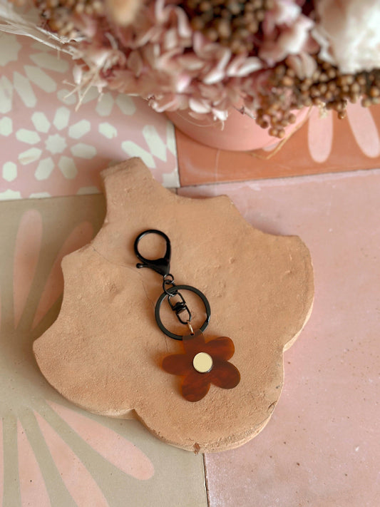 Foxie Collective - Flower Keyring | Tortoise Shell + Gold |