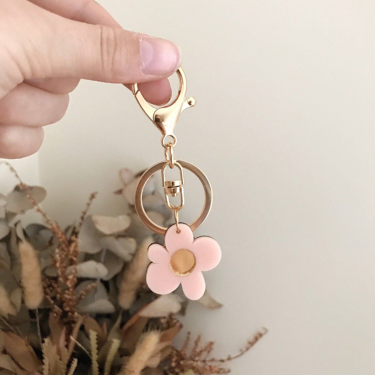 Foxie Collective - Flower Keyring | Pale Pink + Gold |