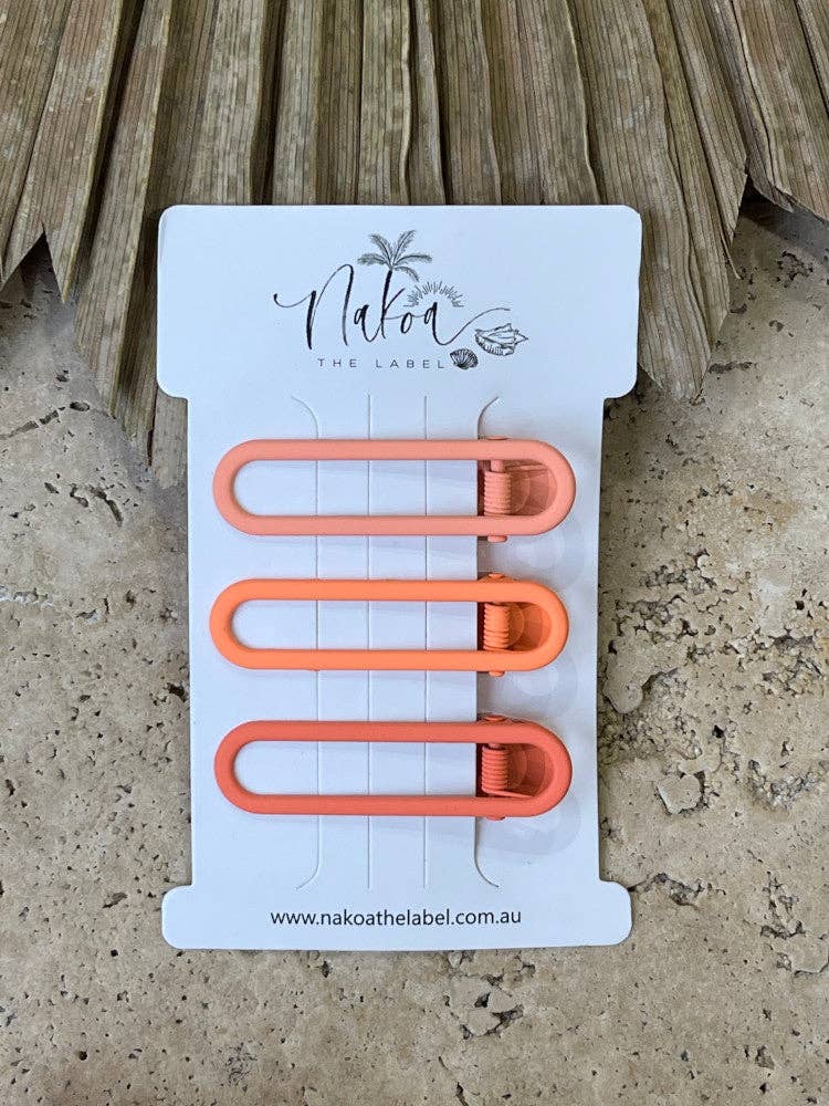 Hair Clip - Set of 3 - Paper Clip - Orange