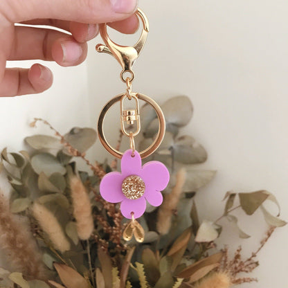 Foxie Collective - Flower Keyring | Lilac + Gold with flower |