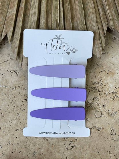 Hair Clip - Set of 3 - Solid - Ombré - Purple