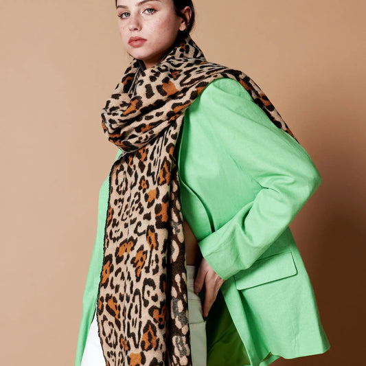Nixi Leopard Soft Knitted Scarf