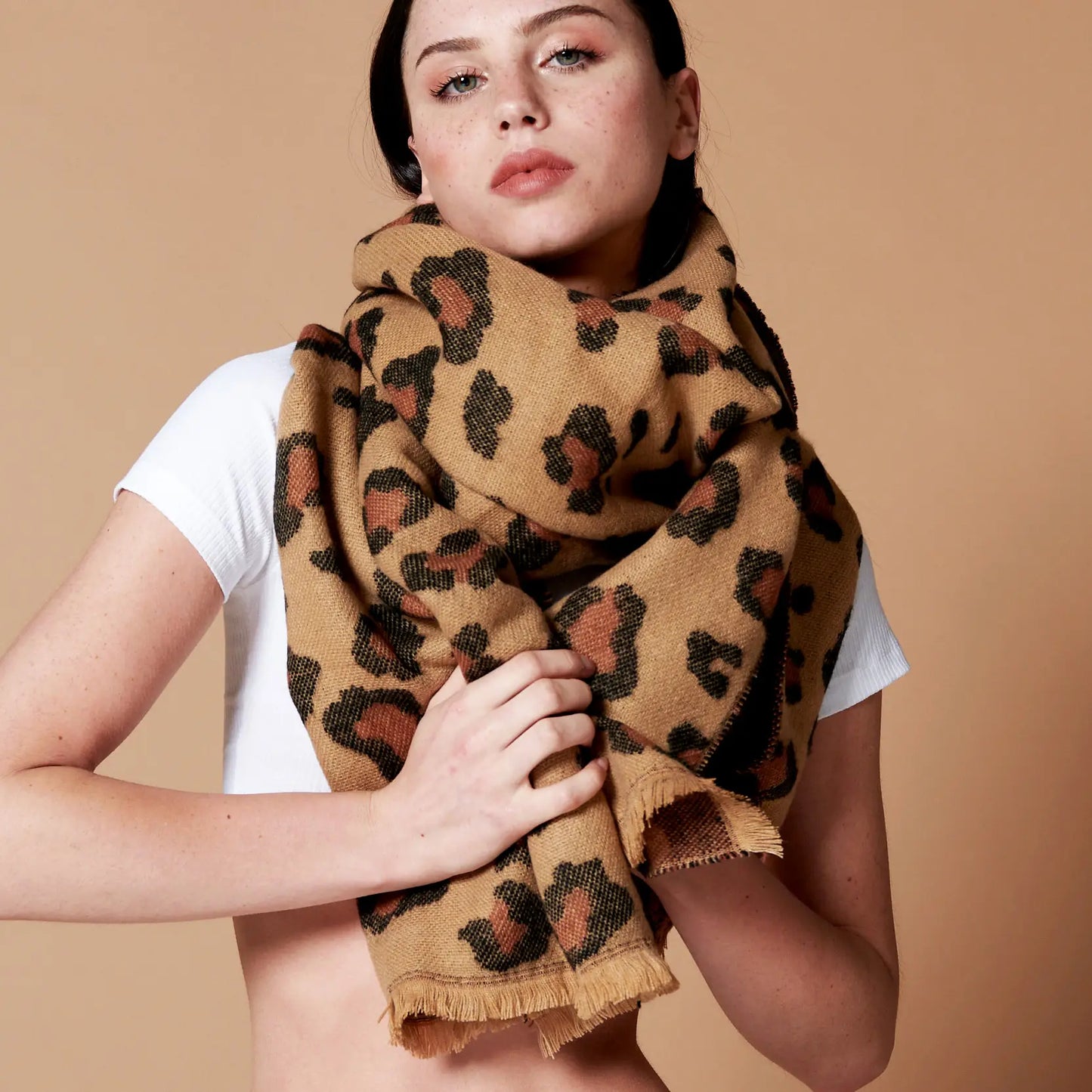 Eris Leopard Soft Knitted Scarf